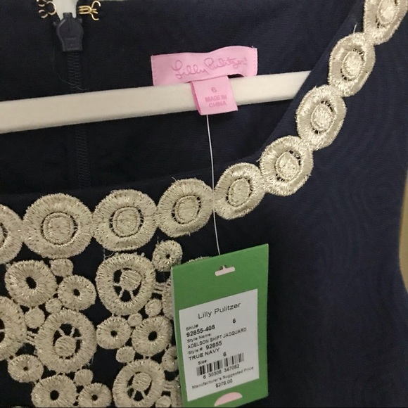 Lilly Pulitzer NEW navy jacquard shift dress - Picture 2 of 4